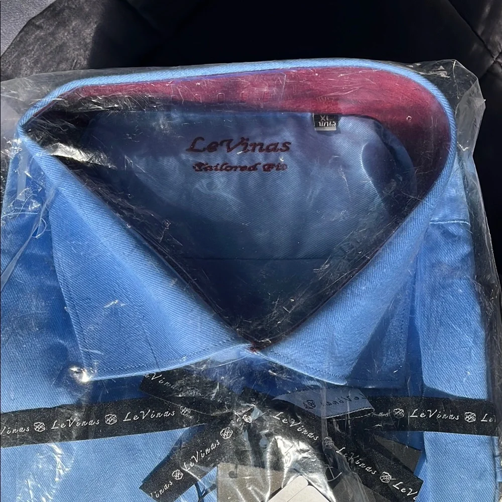 Le Vinas Men's Blue Shirt - Picture 3 of 4